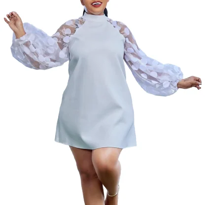 Trendy Dot Print Plus Size White Dress - Image 6