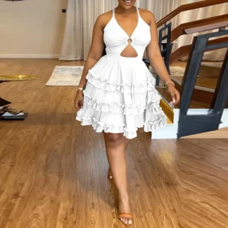 White Plus Size Sexy Dress