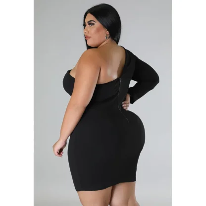 Irregular V-Neck White Plus Size Dress - Image 5