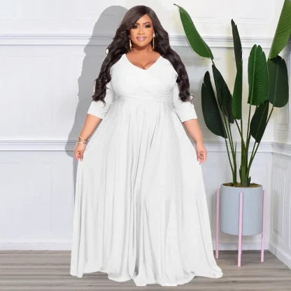 Spring Plus Size White Plush Dress