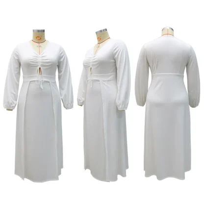 Split-Hem Plus Size White Maxi Dress - Image 5