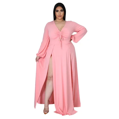 Split-Hem Plus Size White Maxi Dress - Image 2