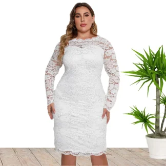 Lettuce Trim Plus Size White Dress