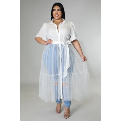 Stunning Mesh Plus Size White Dress