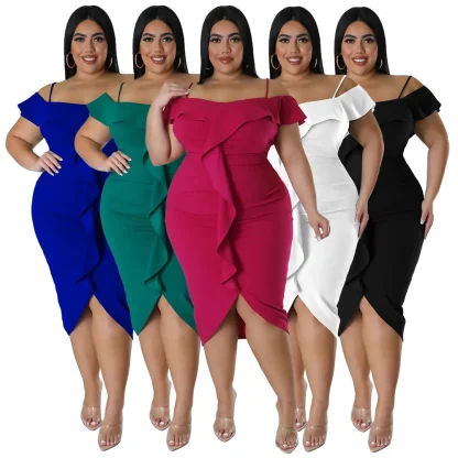 Sexy Ruffles Plus Size White Dress - Image 2
