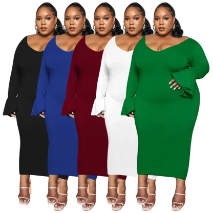 Bell Sleeve Hem Plus Size White Dress - Image 6