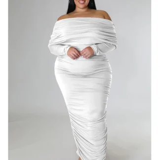 Tight Plus Size White Long Dress