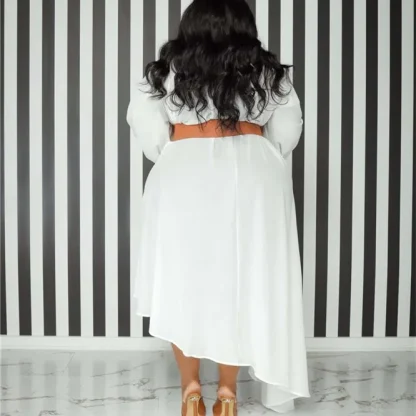 Slash Hem Plus Size White Long Dress - Image 3