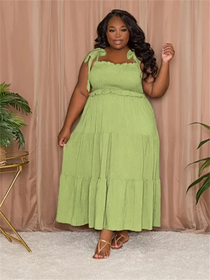 Tie Sleeved Plus Size White Dress - Image 2