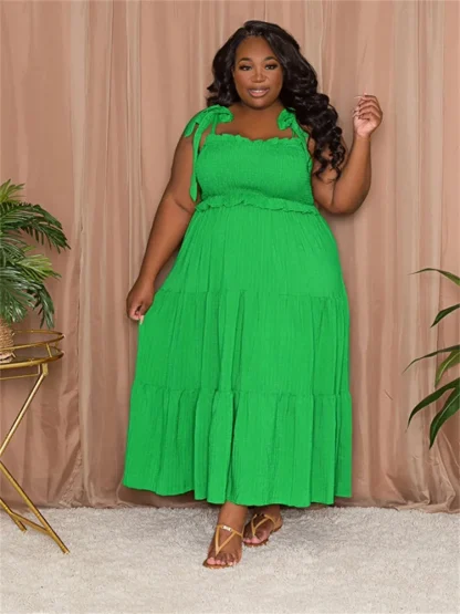 Tie Sleeved Plus Size White Dress - Image 3