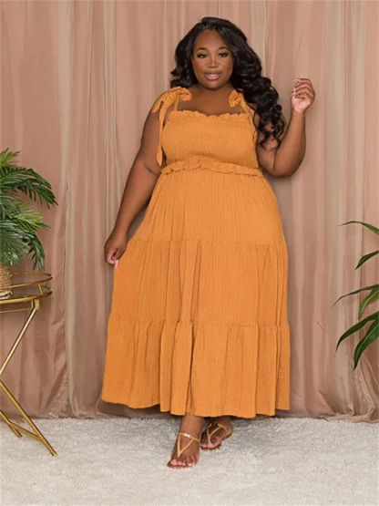 Tie Sleeved Plus Size White Dress - Image 4