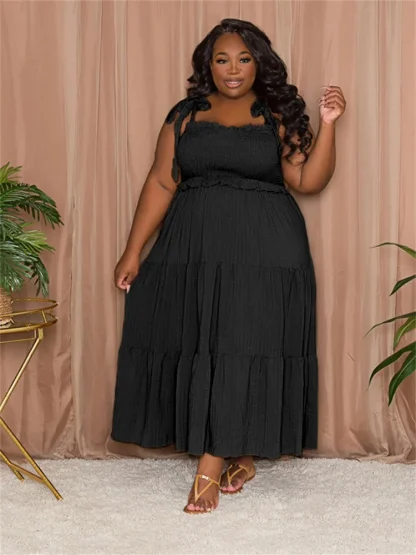 Tie Sleeved Plus Size White Dress - Image 5