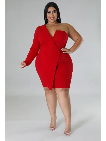Plus Size V-Neck Party White Dress - Image 3