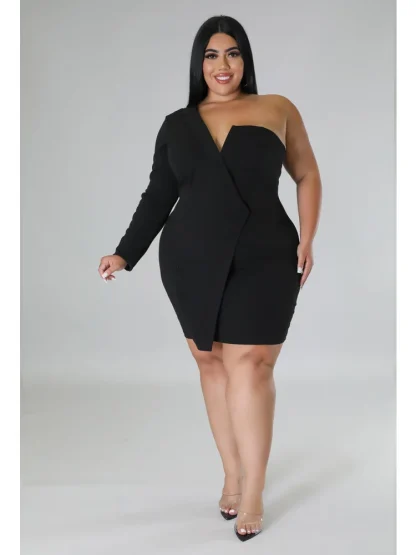 Plus Size V-Neck Party White Dress - Image 4