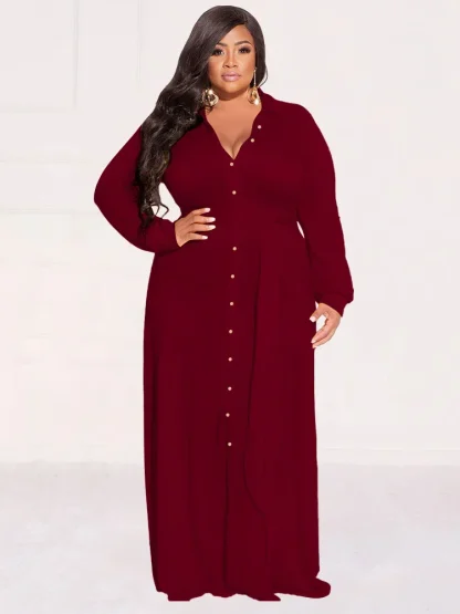 Plus Size Buttoned White Dress - Image 3