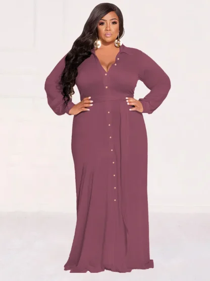 Plus Size Buttoned White Dress - Image 4