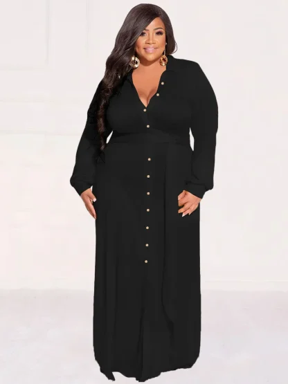 Plus Size Buttoned White Dress - Image 6