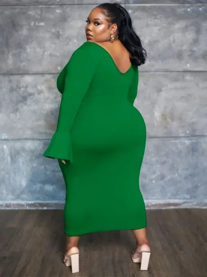 Bell Sleeve Hem Plus Size White Dress - Image 2