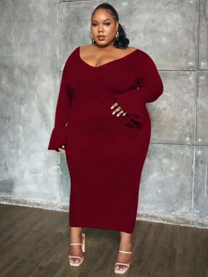 Bell Sleeve Hem Plus Size White Dress - Image 5