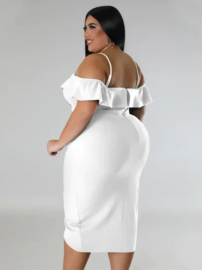 Sexy Ruffles Plus Size White Dress - Image 3
