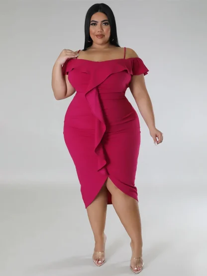 Sexy Ruffles Plus Size White Dress - Image 4