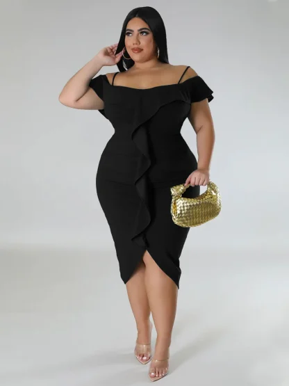 Sexy Ruffles Plus Size White Dress - Image 5