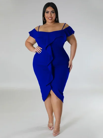 Sexy Ruffles Plus Size White Dress - Image 6