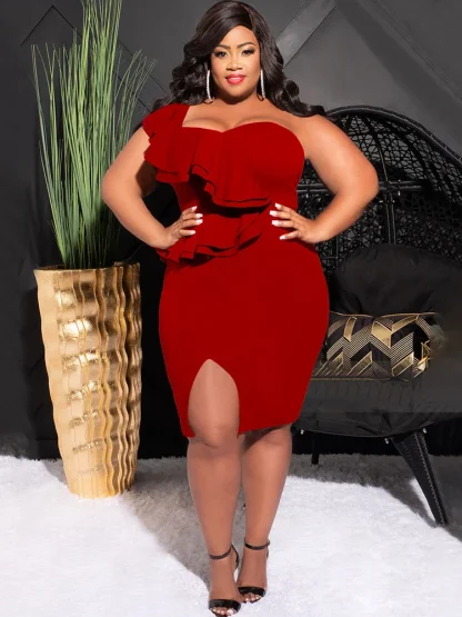 Slip Hem Plus Size White Dress - Image 3