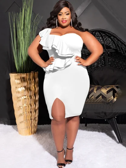 Slip Hem Plus Size White Dress