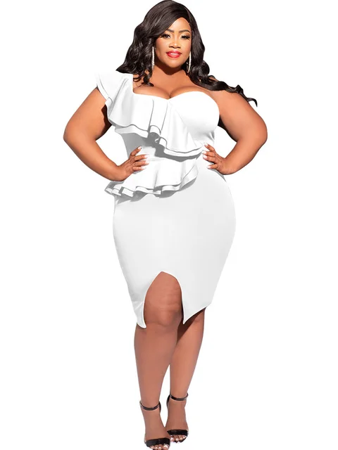 Slip Hem Plus Size White Dress | Free Shipping!