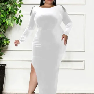 Tassel Shoulder Plus Size White Dress
