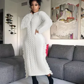 Plus Size Long Sleeve White Dress