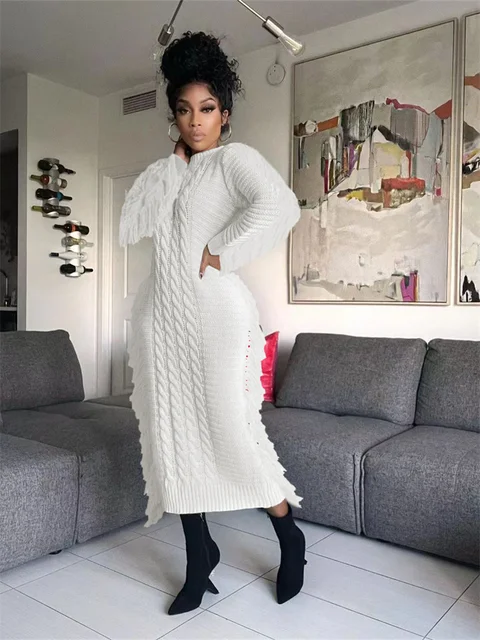 Plus Size Long Sleeve White Dress | Free Shipping!