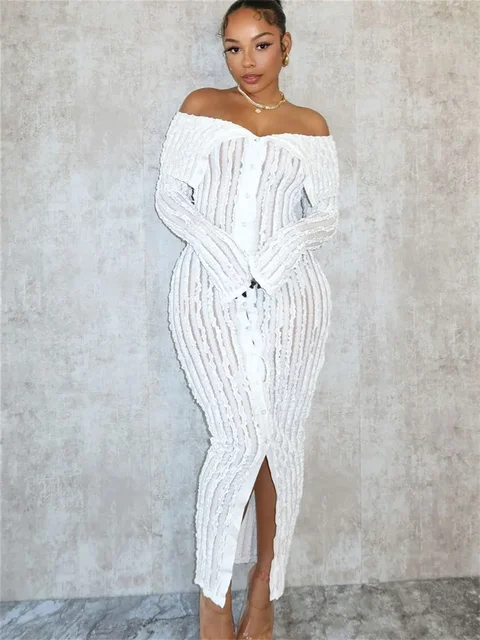 Off Shoulder Knit Plus Size White Dress | Free Shipping!