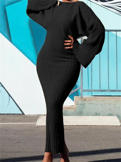Ribbed Fit Plus Size White Dresses - Image 3
