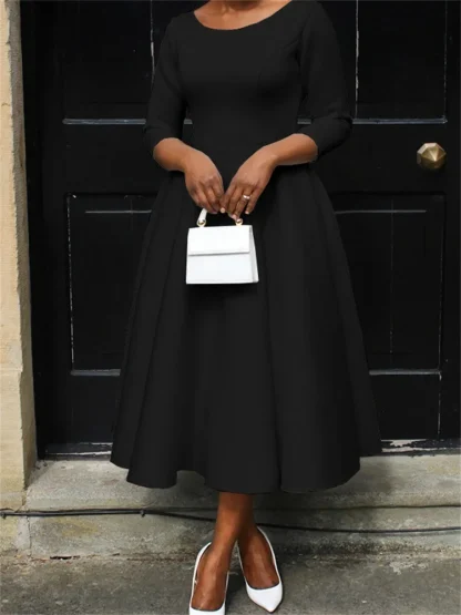 Plus Size White O-Neck Dress - Image 2